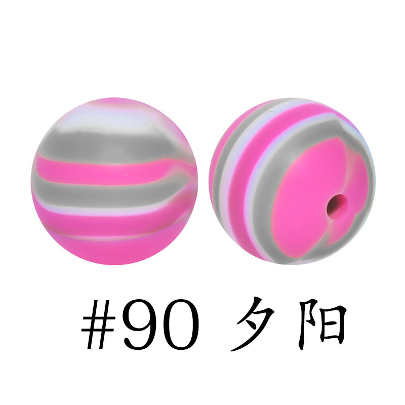 Wholesale 50pcs 16mm Print Silicone Beads Colorful Silicone Water Transfer Beads